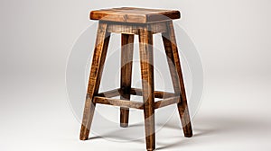 a wooden bar stool with a comfortable seat, emphasizing the texture of the wood