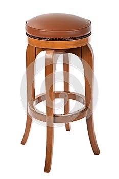 Wooden Bar stool isolated on transparent clear white background