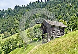 Wooden barn for hay