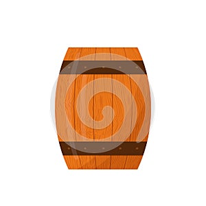 Wooden Barrel for beer or wine isolated on white. Barrel flat vector icon. Easy to edit vector element of design for your brewery