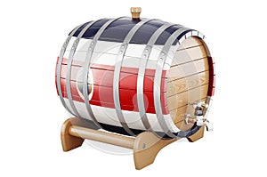Wooden barrel with Costa Rican flag, 3D rendering