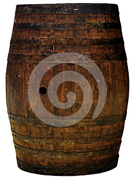 A wooden barrel cutout isolated