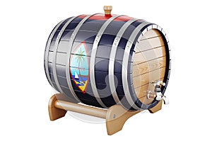 Wooden barrel with Guamanian flag, 3D rendering