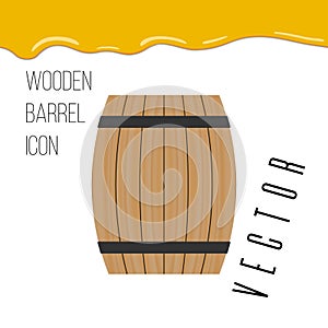 Wooden barrel icon with honey drops