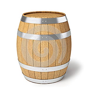 Wooden barrel isolated on white