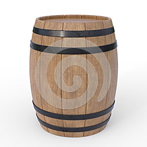 Wooden barrel isolated on white background