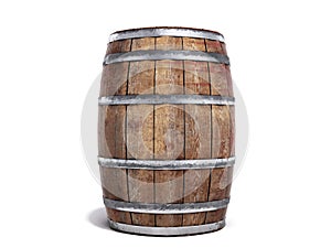 Wooden barrel isolated on white background 3d illustration