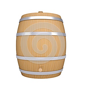 Wooden barrel with metal hoops