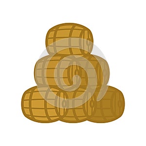 Wooden barrel pile isolated. cask vector illustration