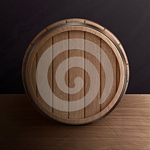 Wooden Barrel Realistic Composition