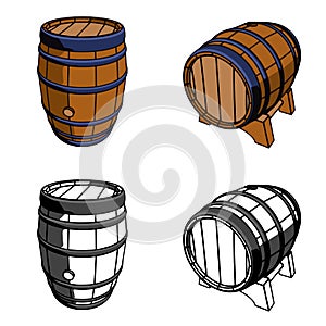 Wooden barrel set color perspective