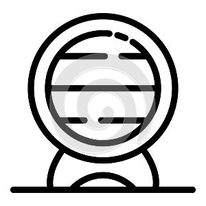 Wooden barrel on a stand icon, outline style