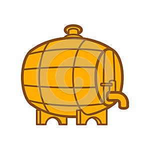 Wooden barrel with tap isolated. cask vector illustration. wood keg