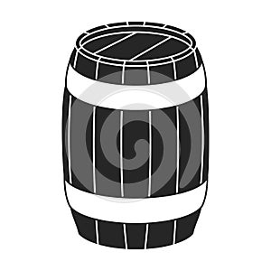 Wooden barrel vector icon.Black vector icon isolated on white background wooden barrel.