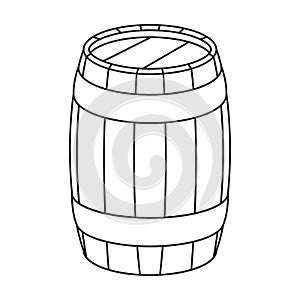 Wooden barrel vector icon.Outline vector icon isolated on white background wooden barrel.