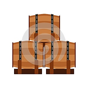 Wooden barrel vector illustration old isolated white keg. Alcohol cask wooden barrel beer design retro sign beverage brewery