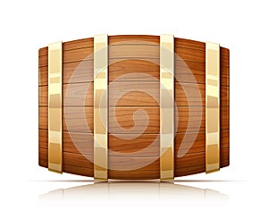 Wooden barrel. Vessel for keeping wine, beer and beverage. Vector illustration.