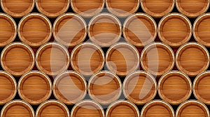 Wooden barrel. Vessel for keeping wine, beer and beverage. Vector illustration.