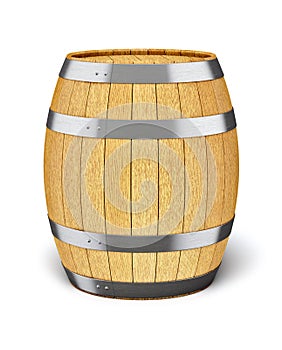 Wooden barrel on white