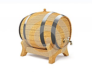 Wooden barrel on white