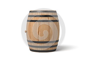 Wooden barrel on white background isolated