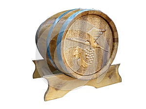 Wooden barrel for wine isolated over white