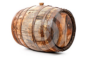 Wooden barrel for wine isolated on white background with clipping path
