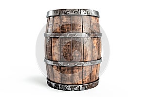 Wooden barrel for wine isolated on white background with clipping path