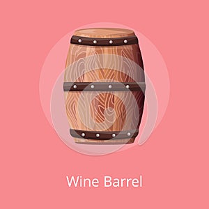 Wooden Barrel with Wine Vector on White Container