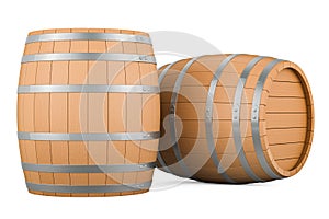 Wooden Barrels, 3D rendering