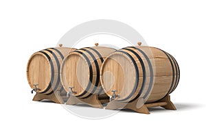 Wooden barrels arrayed with perspective view