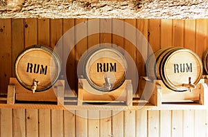 Wooden barrels for storing rum