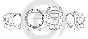 Wooden barrels vector