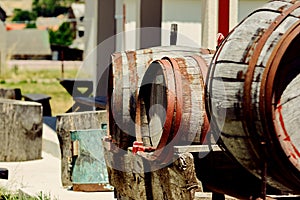 Wooden barrels of wine