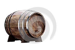 Wooden barrels for wine on a white background. Winemaking, wine. The concept of the production of alcoholic beverages. 3D