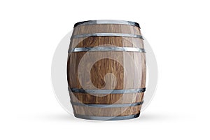 Wooden barrels for wine on a white background. Winemaking, wine. The concept of the production of alcoholic beverages. 3D