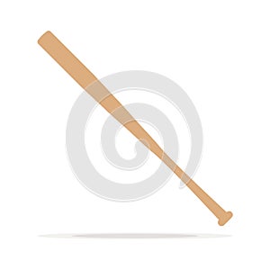 Wooden Baseball bat isolated on white background, vector illustration. Brown wooden baseball bat. Baseball concept.