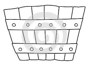 Wooden basket outline. Bucket vector illustration isolated on white background