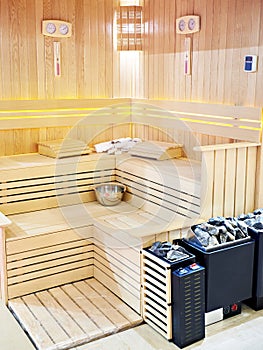 Wooden bathhouse sauna at exhibition