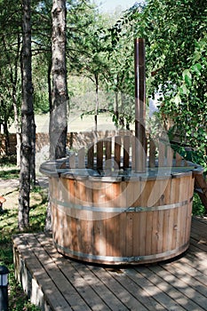 Wooden bathtub