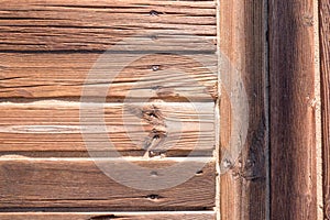 Wooden beach boardwalk with sand for texture or background