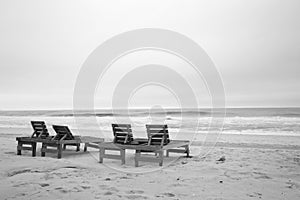 Wooden beach chairs