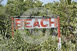Wooden Beach Sign