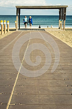 Wooden beach walk in Playa del Ingles photo