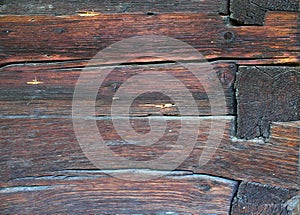 Wooden beams on lodge wall