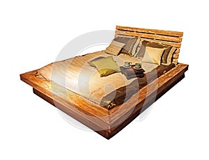 Wooden bed isolated