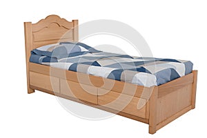 wooden bed isolated on white