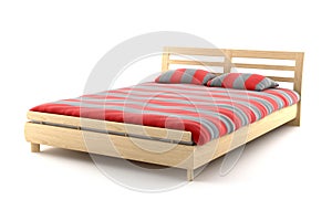 Di legno un letto isolato su sfondo bianco 