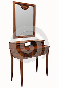 Wooden bedroom dressing table set with mirror