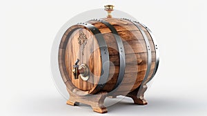 Wooden beer barrel with faucet. Generative AI